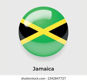 Jamaica lustroso bandera nacional burbuja forma redonda icono ilustración vectorial