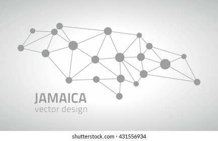 Jamaica grey vector outline map of America