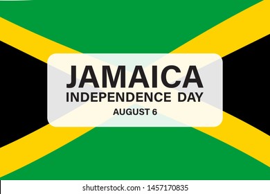 Jamaica Happy Independence Day. August 6-th. Creative  vector illustration with flag and patriotic elements. Greeting card, banner, template. Vector EPS 10.