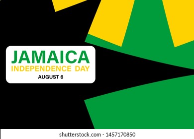 Jamaica Happy Independence Day. August 6-th. Creative  vector illustration with flag and patriotic elements. Greeting card, banner, template. Vector EPS 10.