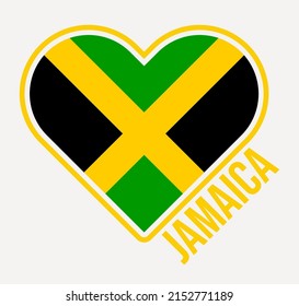 Jamaica heart flag badge. Made with Love from Jamaica logo. Flag of the country heart shape. Vector illustration. svg