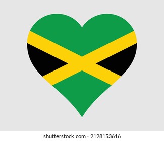 Jamaica Heart Flag. Jamaican Love Shape Country Nation National Flag. Jamaica Banner Icon Sign Symbol. EPS Vector Illustration. svg