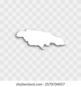 Jamaica high detailed vector representation of country silhouette. White color on transparent background with dropped shadow. For educational, decorative, or informational use.