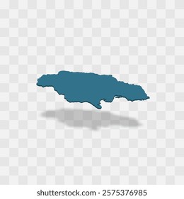 Jamaica high detailed vector representation of country silhouette. 3D map on transparent background with dropped shadow. For educational, decorative, or informational use.