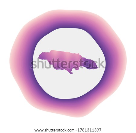 Jamaica icon. Colorful gradient logo of the country. Purple red Jamaica rounded sign with map for your design. Vector illustration.