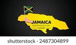 Jamaica independence day 6 August waving flag  holding in hand with map vector poster
