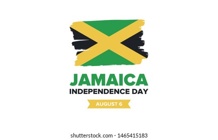 Jamaica Independence Day. Independence of Jamaica. Holiday, celebrated annual in August 6. Jamaica flag. Patriotic element. Poster, greeting card, banner and background. Vector illustration