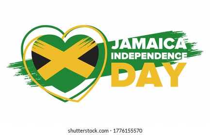 Jamaica Independence Day. Independence of Jamaica. Holiday, celebrated annual in August 6. Jamaica flag. Patriotic element. Poster, greeting card, banner and background. Vector illustration