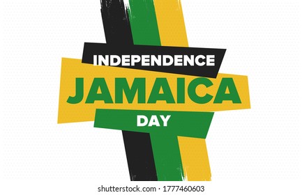 Jamaica Independence Day. Independence of Jamaica. Holiday, celebrated annual in August 6. Jamaica flag. Patriotic element. Poster, greeting card, banner and background. Vector illustration - Shutterstock ID 1777460603