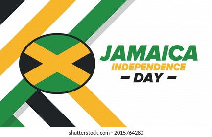 Jamaica Independence Day. Independence of Jamaica. Holiday, celebrated annual in August 6. Jamaica flag. Patriotic element. Poster, greeting card, banner and background. Vector illustration