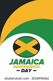 Jamaica Independence Day. Independence of Jamaica. Holiday, celebrated annual in August 6. Jamaica flag. Patriotic element. Poster, greeting card, banner and background. Vector illustration