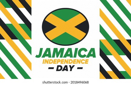 Jamaica Independence Day. Independence of Jamaica. Holiday, celebrated annual in August 6. Jamaica flag. Patriotic element. Poster, greeting card, banner and background. Vector illustration