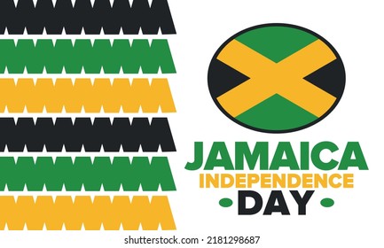 Jamaica Independence Day. Independence of Jamaica. Holiday, celebrated annual in August 6. Jamaica flag. Patriotic element. Poster, greeting card, banner and background. Vector illustration