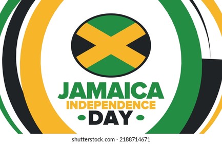 Jamaica Independence Day. Independence of Jamaica. Holiday, celebrated annual in August 6. Jamaica flag. Patriotic element. Poster, greeting card, banner and background. Vector illustration