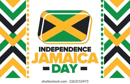 Jamaica Independence Day. Independence of Jamaica. Holiday, celebrated annual in August 6. Jamaica flag. Patriotic element. Poster, greeting card, banner and background. Vector illustration
