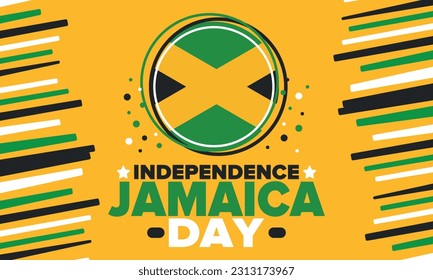 Jamaica Independence Day. Independence of Jamaica. Holiday, celebrated annual in August 6. Jamaica flag. Patriotic element. Poster, greeting card, banner and background. Vector illustration