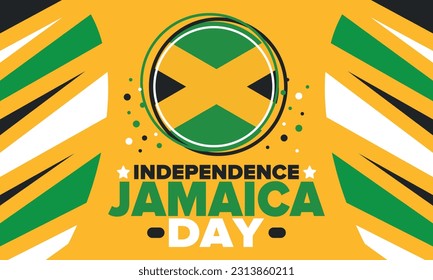 Jamaica Independence Day. Independence of Jamaica. Holiday, celebrated annual in August 6. Jamaica flag. Patriotic element. Poster, greeting card, banner and background. Vector illustration