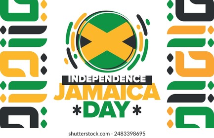 Jamaica Independence Day. Independence of Jamaica. Holiday, celebrated annual in August 6. Jamaica flag. Patriotic element. Poster, greeting card, banner and background. Vector illustration