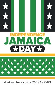 Jamaica Independence Day. Independence of Jamaica. Holiday, celebrated annual in August 6. Jamaica flag. Patriotic element. Poster, greeting card, banner and background. Vector illustration