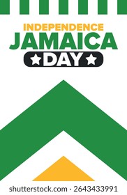 Jamaica Independence Day. Independence of Jamaica. Holiday, celebrated annual in August 6. Jamaica flag. Patriotic element. Poster, greeting card, banner and background. Vector illustration