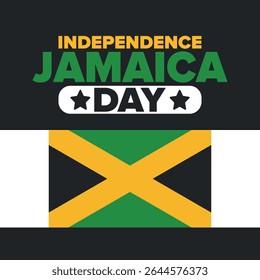 Jamaica Independence Day. Independence of Jamaica. Holiday, celebrated annual in August 6. Jamaica flag. Patriotic element. Poster, greeting card, banner and background. Vector illustration