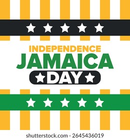 Jamaica Independence Day. Independence of Jamaica. Holiday, celebrated annual in August 6. Jamaica flag. Patriotic element. Poster, greeting card, banner and background. Vector illustration