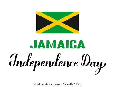 Jamaica Independence Day Typography Poster. Jamaican Holiday Celebrated On August 6. Vector Template For, Banner, Greeting Card, Flyer, Etc.