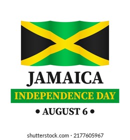 Jamaica Independence Day Typography Poster. Jamaican Holiday Celebrated On August 6. Vector Template For Banner, Greeting Card, Flyer, Etc.