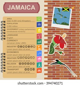 Jamaica infographics, statistical data, sights. Vector illustration