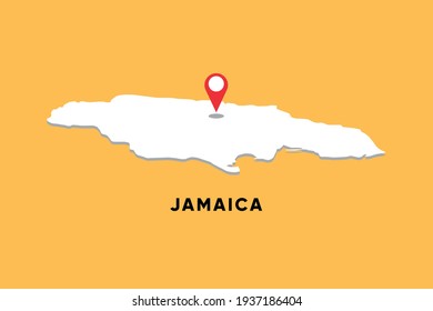 
Mapa isométrico de Jamaica con diseño de ilustración vectorial de icono de ubicación