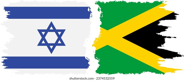 Jamaica and Israel grunge flags connection, vector