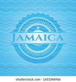 Jamaica light blue water style emblem. Vector Illustration. Detailed.
