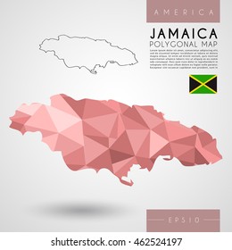 Jamaica : Low Poly Map : Vector Illustration