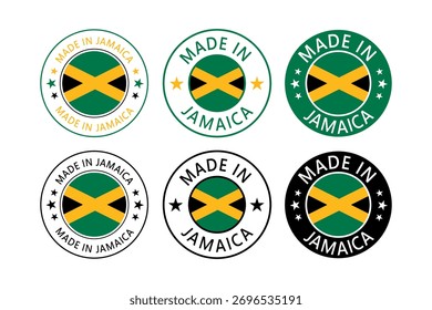 Jamaica Made in Stamp in circle with flag Vector template on white background