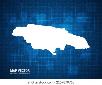 Jamaica map with abstract blue background technology pixel board texture.