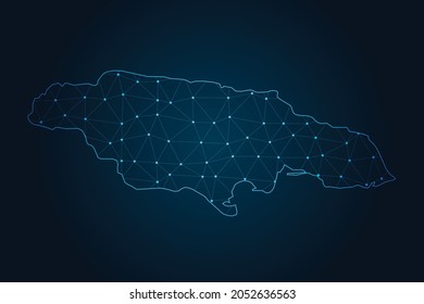 jamaica map , Abstract mash line and point scales on dark background for your web site design map logo, app, ui,Travel. Vector illustration eps 10.