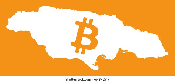 Jamaica map with bitcoin crypto currency symbol illustration