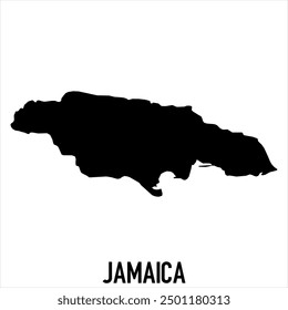 Jamaica Map - black World Map International vector template with High detailed isolated on white background - Vector