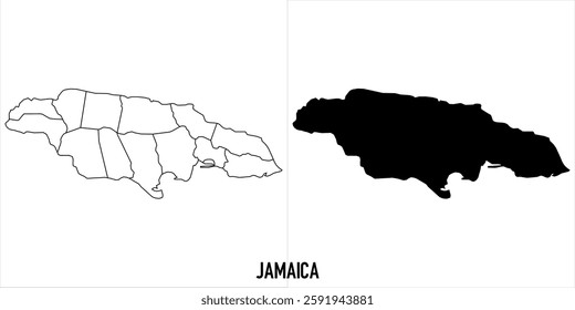 jamaica Map - black World Map International vector template with High detailed isolated on white background - Vector
