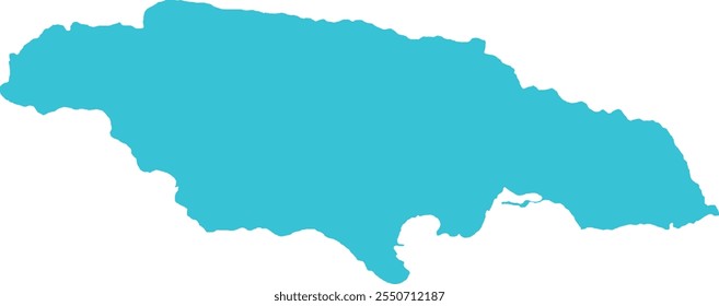 Mapa da Jamaica em Azul, Fronteira do país, Mapa da Jamaica, Linha de fronteira da Jamaica, Mapa geográfico