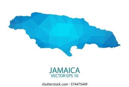 Jamaica map - blue geometric rumpled triangular low poly style gradient graphic background , polygonal design for your . Vector illustration eps 10.