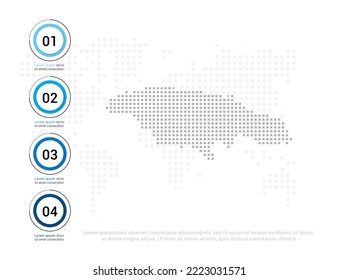 Mapa jamaiquino de puntos grises para la presentación. Concepto creativo para infografía.