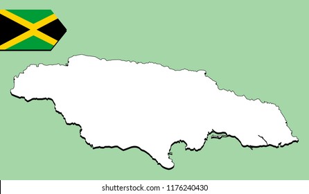 Jamaica map with flag