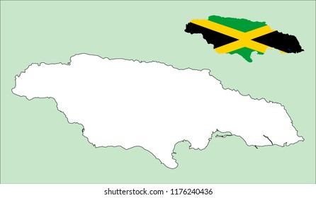 Jamaica map with flag