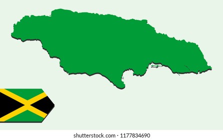 Jamaica map with flag