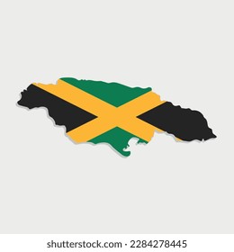 mapa de jamaica con bandera en fondo gris