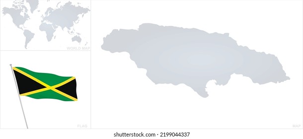 Jamaica map and flag. vector