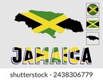 Jamaica map and flag in vector illustration