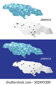 Jamaica map in geometric polygonal style. Abstract gems triangle.