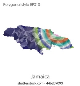 Jamaica map in geometric polygonal style.Abstract gems triangle,modern design background.Vector Illustration EPS10.
